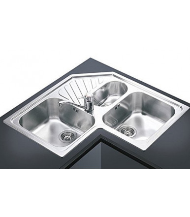 Lavello angolare a 3 vasche da cucina in acciaio inox Smeg SP3A