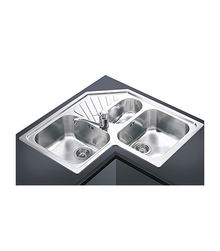 Smeg Sp3a Angular Kitchen Sink With 3 Bowls Stainless Steel