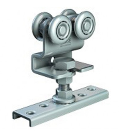 Omge adjustable steel roller with M10 pin and Ø 24 mm ball bearing steel wheels for sliding doors minimum thickness 25 mm