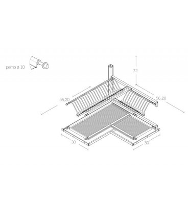 Scolapiatti per pensile ad angolo Tecnoinox Inoxmatic