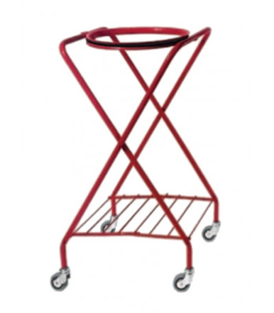 Red varnished "X" trolley bag holder