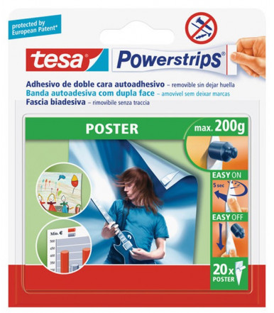 Tesa Powerstrips POSTER bande adhésive double-face pour fixer des posters