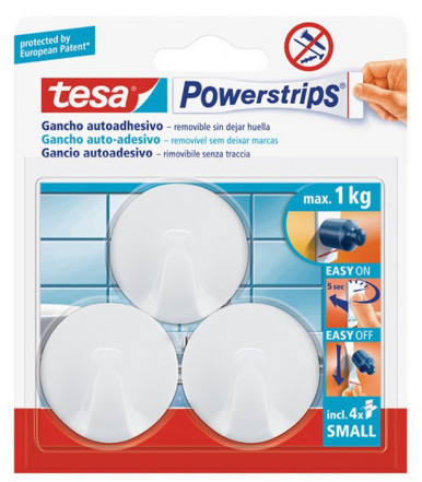 Tesa Powerstrips SMALL Ganchos Pequeños redondos blanco