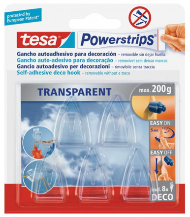 Tesa Powerstrips SMALL Crochets Déco Transparents