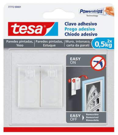 Tesa Clavo adhesivo para paredes pintadas y yeso 0,5 kg