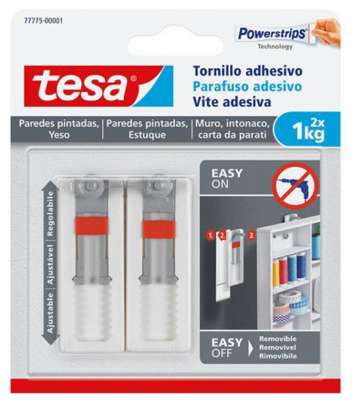 Tesa Tornillo adhesivo ajustable para paredes pintadas y yeso 1 kg