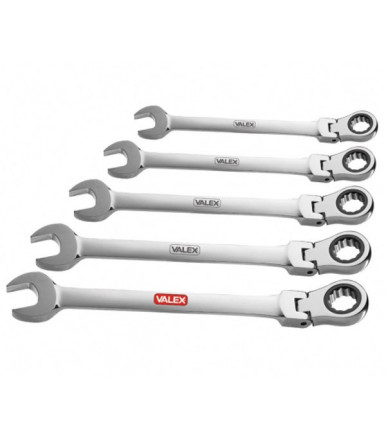 Valex Set 5 pieces Jointed reversible ratchet combination wrenches