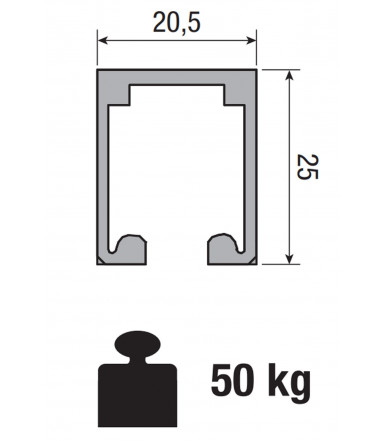 Koblenz 0200/100 Alu-Laufschiene Mt 1 gebohrt schwarzeloxiert