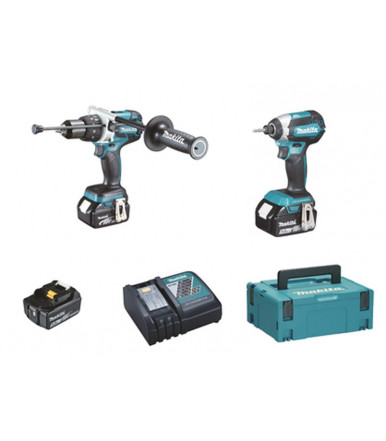 Makita Kit combo Akku-Bohrschrauber mit Schlagzeug - Akku-Schlagschrauber - 3 Batterie 5Ah Makita DLX2174TJ1