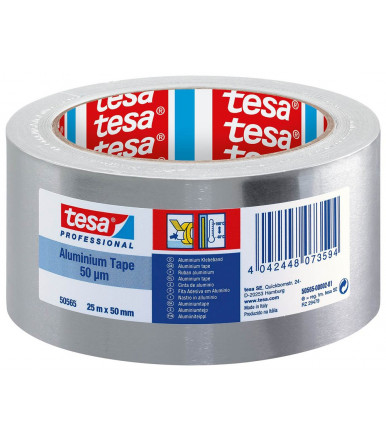 Tesa Professional PV1 Stabiles 50µm Aluminiumklebeband mit Liner, 50 mm x 25 mt