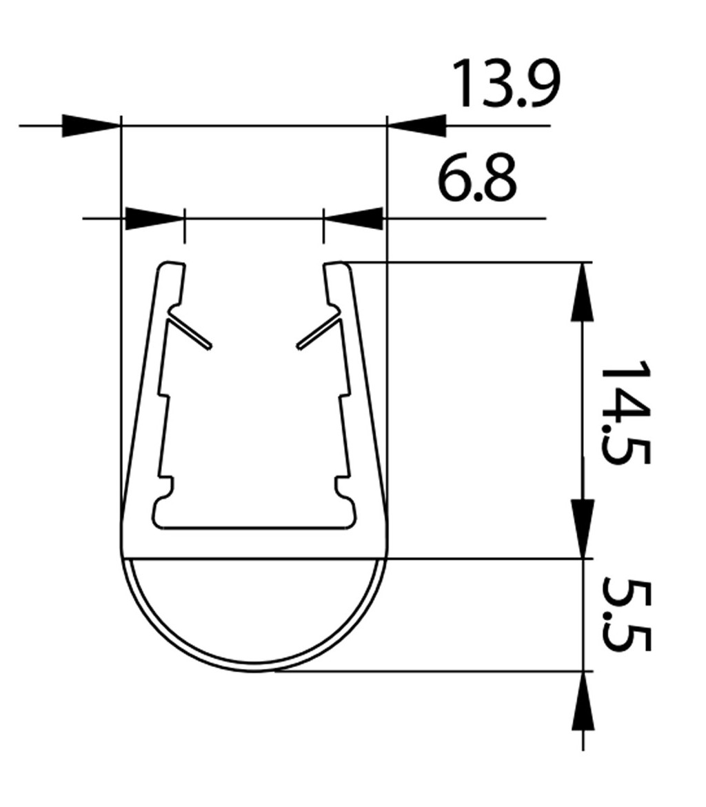 Joint d'étanchéité bas de porte en PVC Noir - Verre épaisseur 6 à 8