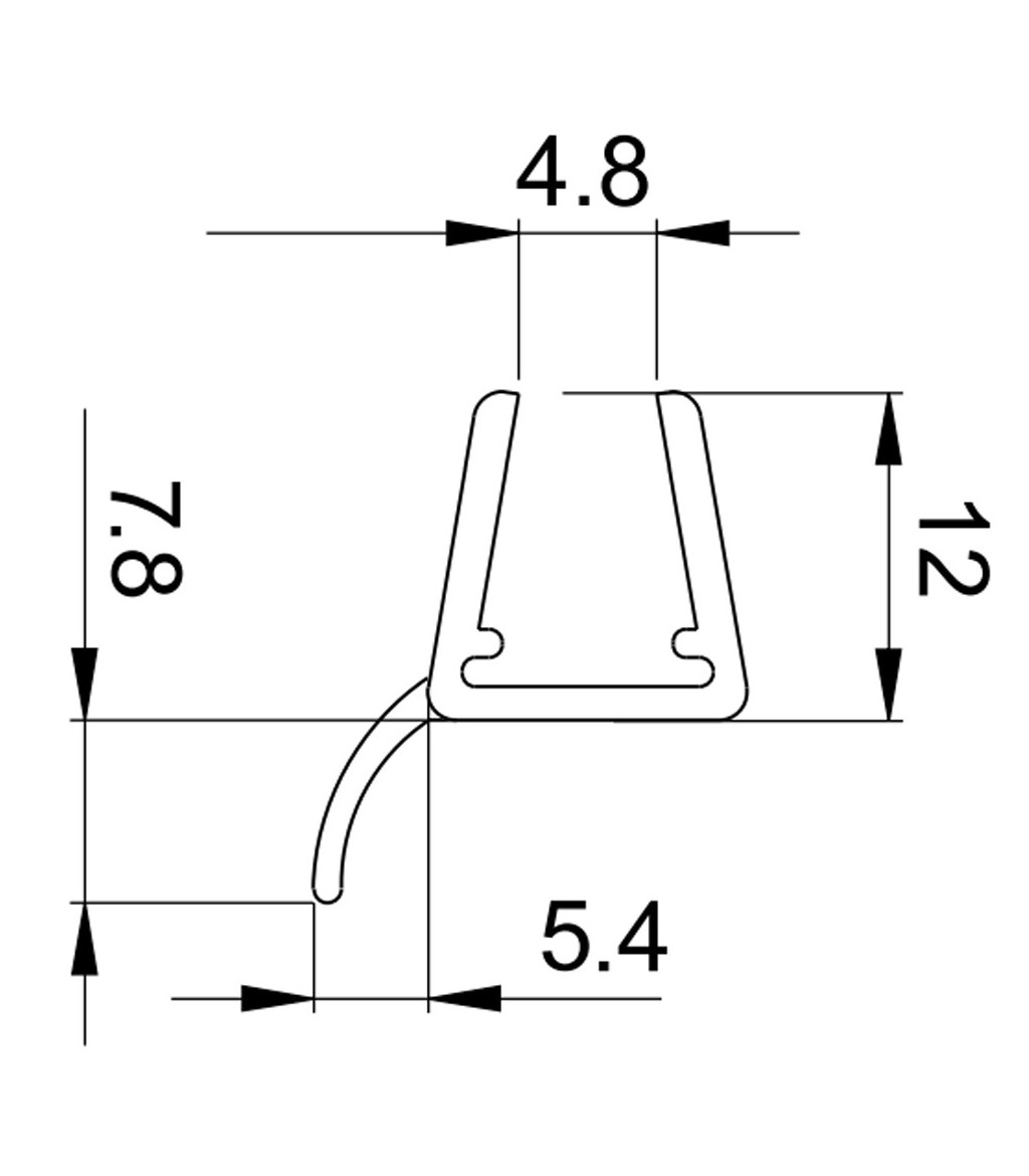 Profil-joint déviateur pour cabine de douche, épaisseur de verre 6-8 mm,  longueur 2200 mm 8PT8-20