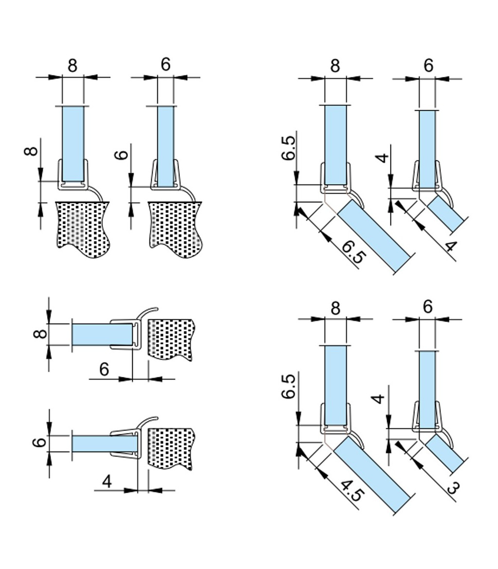 Profilo guarnizione deviatore per box doccia spessore vetro 6-8 mm
