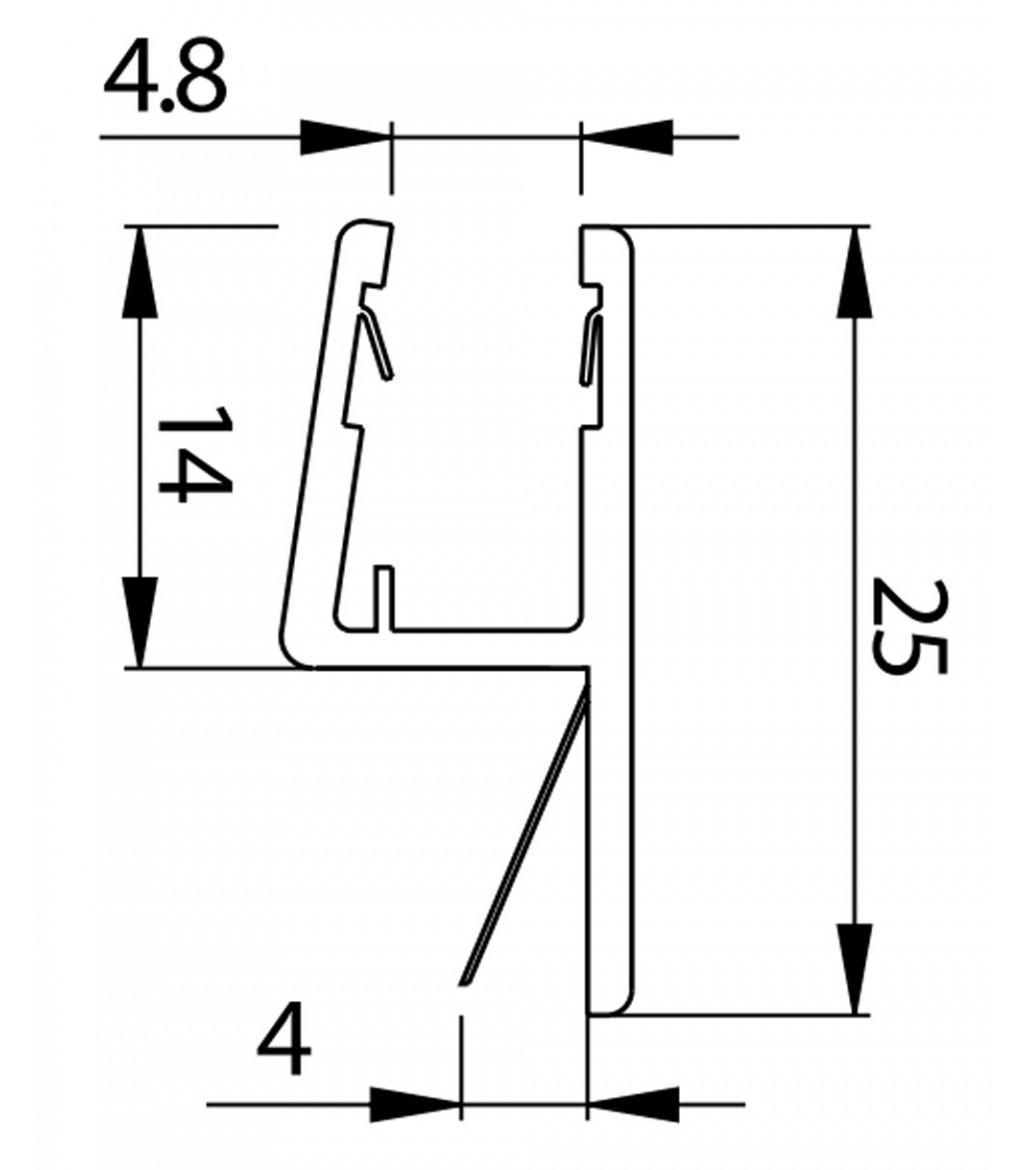 Profil-joint magnétique pour angle 90° pour cabine de douche, épaisseur de  verre 8-10 mm, longueur 2500 mm 8PT1-60/61