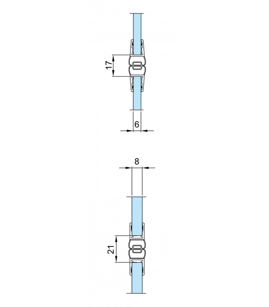 Profilo guarnizione deviatore per box doccia spessore vetro 6-8 mm