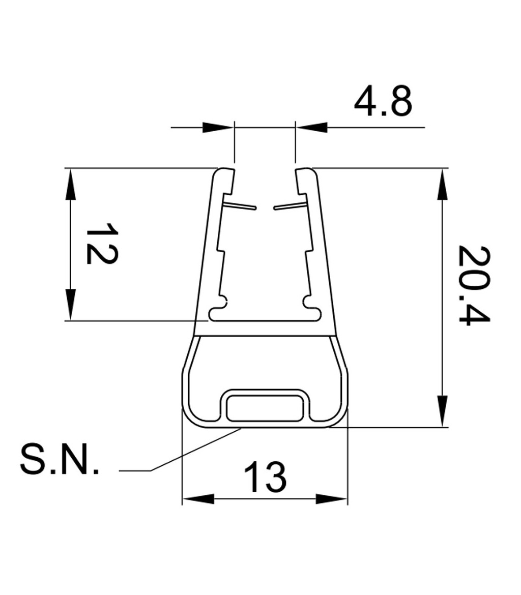 Junta lateral de cruce para vidrio de 5, 6 y 8mm