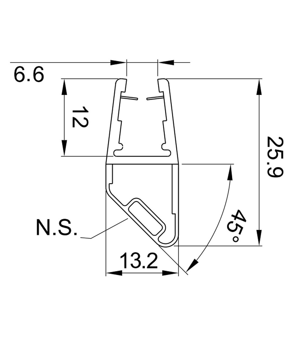 Profilo guarnizione magnetico per angolo 90° per box doccia vetro da 8-10  mm,Nord-Sud lunghezza 2500 mm 8PT1-60/61