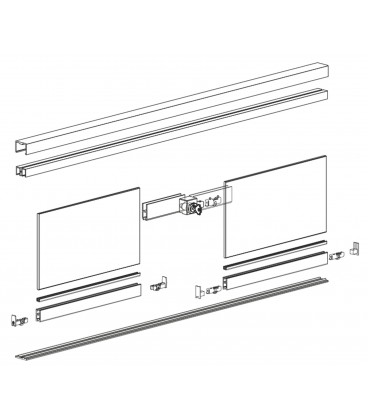 Guarnitura vetrina scorrevole per 6 ante fino a 3mt Serie 1600
