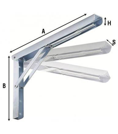 Aldeghi 3 steps folding bracket zinc plated steel 2534