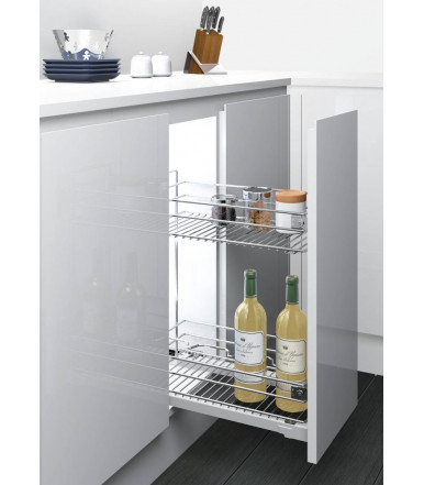 Inoxa 2102S Extractable basket with two shelves and bottle rack