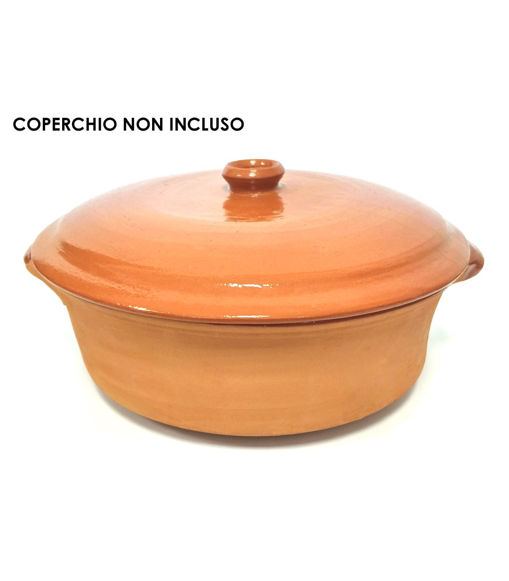 Casseruola in terracotta smaltata da 31 cm con manici per cottura  tradizionale