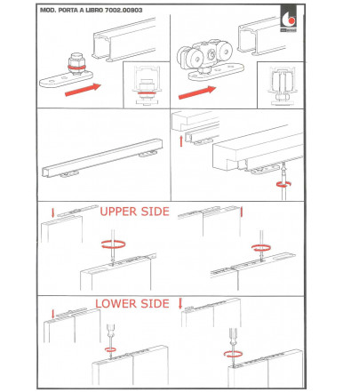 Terno Scorrevoli Foldy Kit Regulierbares Schiebetürsystem für Schränke mit 3 überlappenden Türen