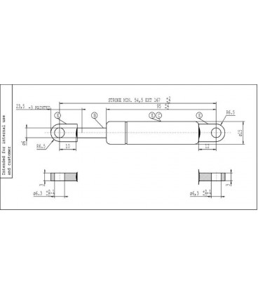 Gas spring 300 N for Senso-Strato-Verso Huwil