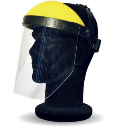 Protector facial con pantalla de policarbonato y ajuste de perilla