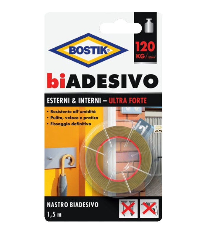 Bostik biADESIVO Ultra Forte Esterni & Interni Nastro da 1,5 m Blister