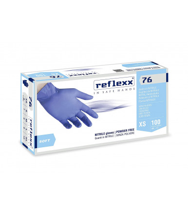 Puderfreie Nitrilhandschuhe Reflexx 76 gr. 3,5 - Packung mit 100 Stück