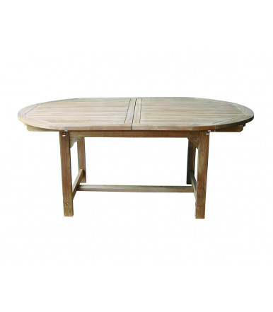 Mesa ovalada Alicudi en madera de teca 180/240 × 120 cm extensible