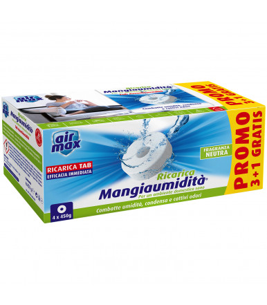 Feuchtigkeitsabsorbierender Magnet Tab 4 x 450g Air Max ® Feuchtigkeitsfresser, neutraler Duft