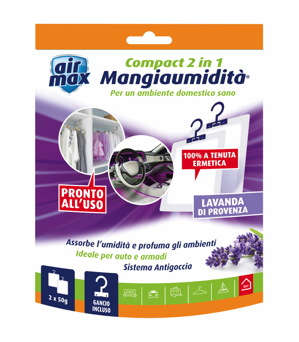 Air Max ® Mangiaumidità appendibile Compact 2 in 1 Lavanda di Provenza 2x50g