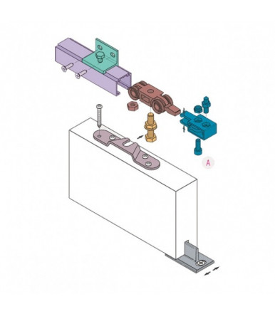 Kit Sistema scorrevole per porte portata 40/80 Kg con binario