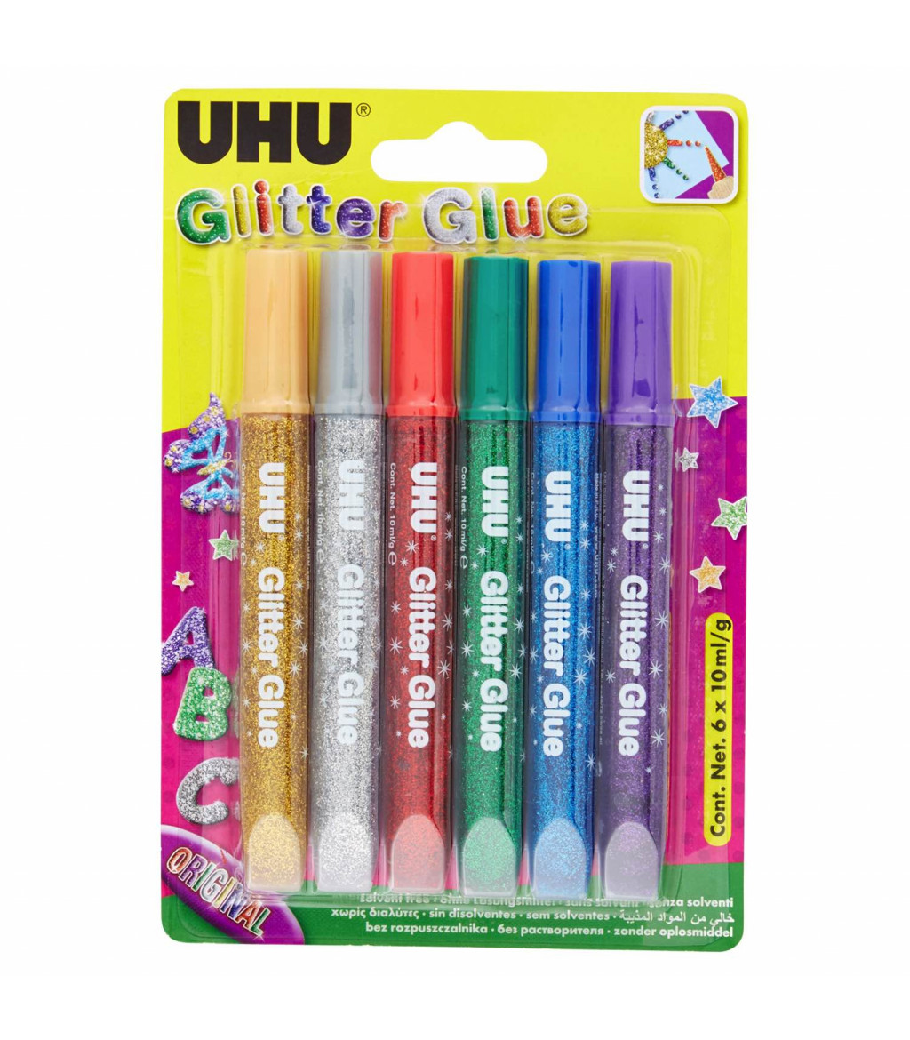 UHU Glitter Glue - colla glitterata colorata in blister 6x10ml