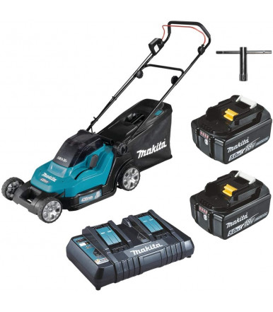 Cortacésped manual 18Vx2 43 cm Makita DLM432PT2 con 2 baterías 5Ah y cargador