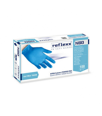 Guantes de nitrilo sin polvo Reflexx N80B gr. Paquete de 3,0 de 100 piezas