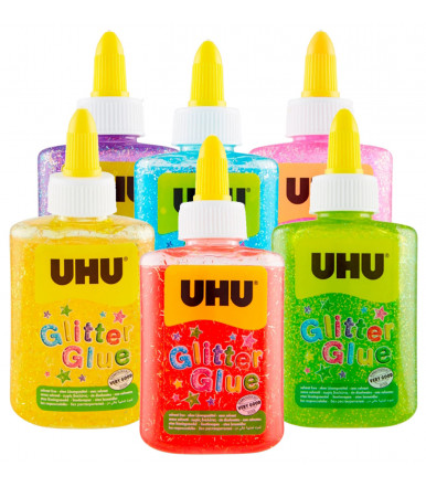 Dermatologically tested colored glitter glue UhU Bostik Glitter Glue Bottle