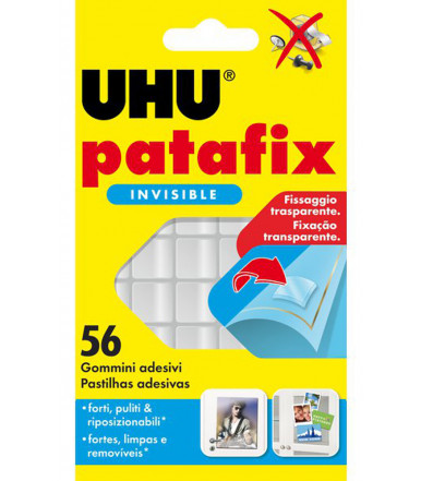 Almohadillas adhesivas UHU Patafix Invisible transparente 56, extraíbles o reutilizables