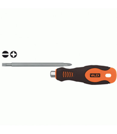 Reversible screwdriver for slotted screws and Phillips Valex professional series