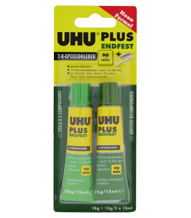 Fuerte adhesivo epoxi universal de dos componentes UHU Bostik PLUS Endfest seal 90 minutos blister 30ml