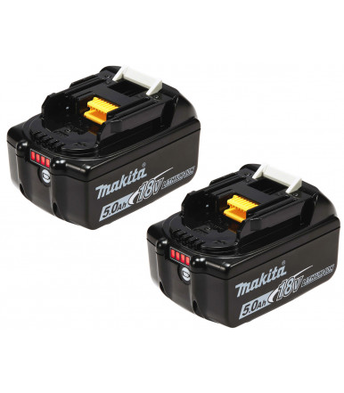 Pièces 2 - Makita 197288-2 BL1850B Twin Pack Batterie 18V Lithium 5.0 Ah avec témoin de charge intégré