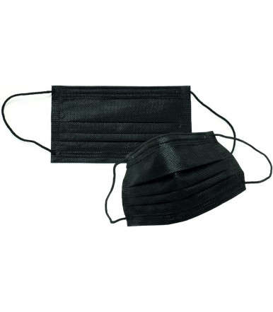 Pieces 50 - Dreilagige Einweg-OP-Maske mit schwarzem Gummiband
