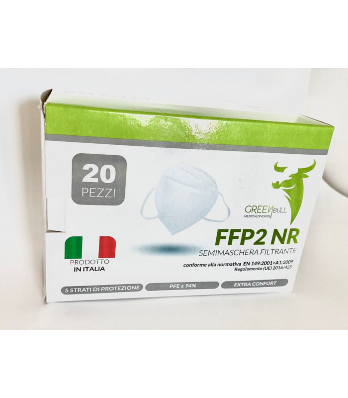Einweg-Atemschutzmaske FFP2 NR mit 5 Schichten GreenBull - Stück 20