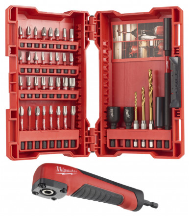 Satz 40-teiliges aus Spitzen und Einsätzen und Winkelaufsatz Milwaukee SHOCKWAVE IMPACT DUTY