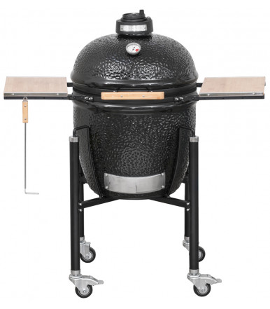 Holzkohlegrill Ø 46 cm Monolith CLASSIC BASIC Schwarz mit Trolley und Ablagen