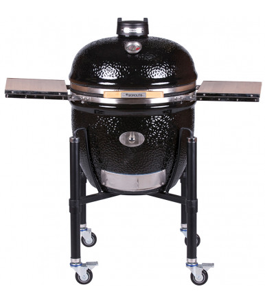 Barbecue à charbon Ø 52 cm Monolith LeCHEF 2.0 Noir avec chariot et étagères