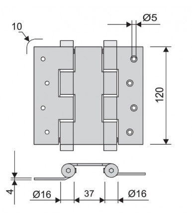 Coppia Cerniere Doppia azione DA W 120  Justor  in alluminio