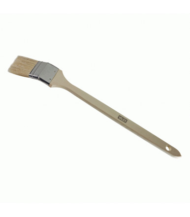 Bent radiator brush with long wooden handle
