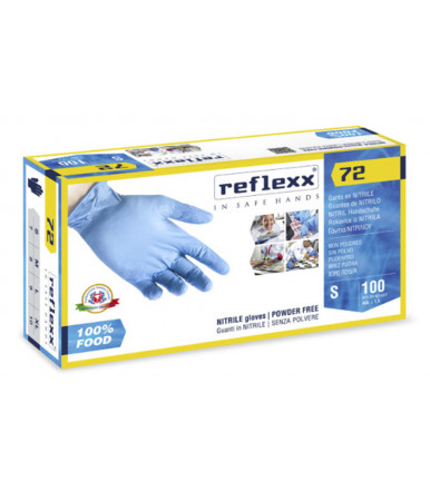 Guantes de nitrilo sin polvo Reflexx 72 Food Line - gr. 3.9 - paquete de 100 piezas